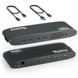 Plugable UD-6950H USB 3.0 Dual 4K Display Docking Station with DisplayPort and HDMI - Horizontal