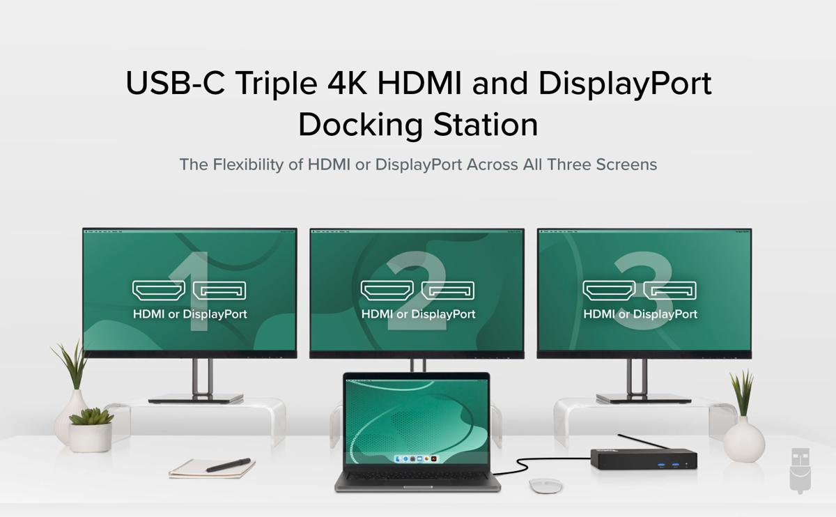 triple display dock, 4k triple display docking station