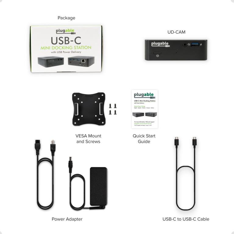 Plugable Single Monitor Mini VESA Docking Station with PD USB-C to HDMI 