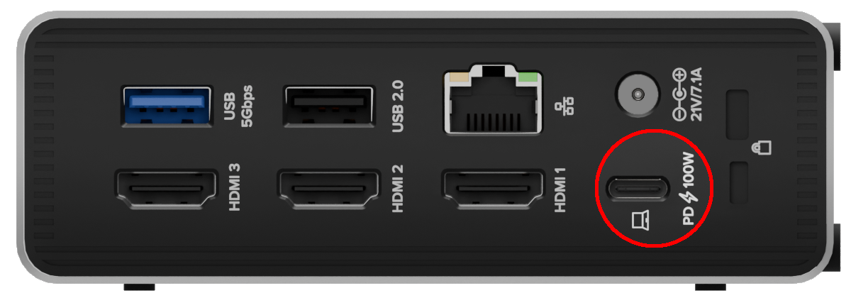 Image of the docking station highlighting the host port