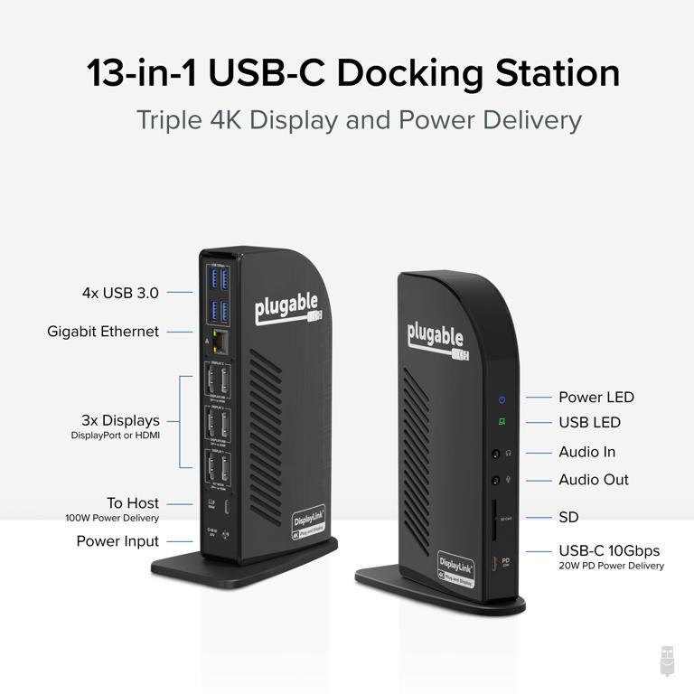 Plugable Single Monitor Docking Station with PD USB-C to HDMI 