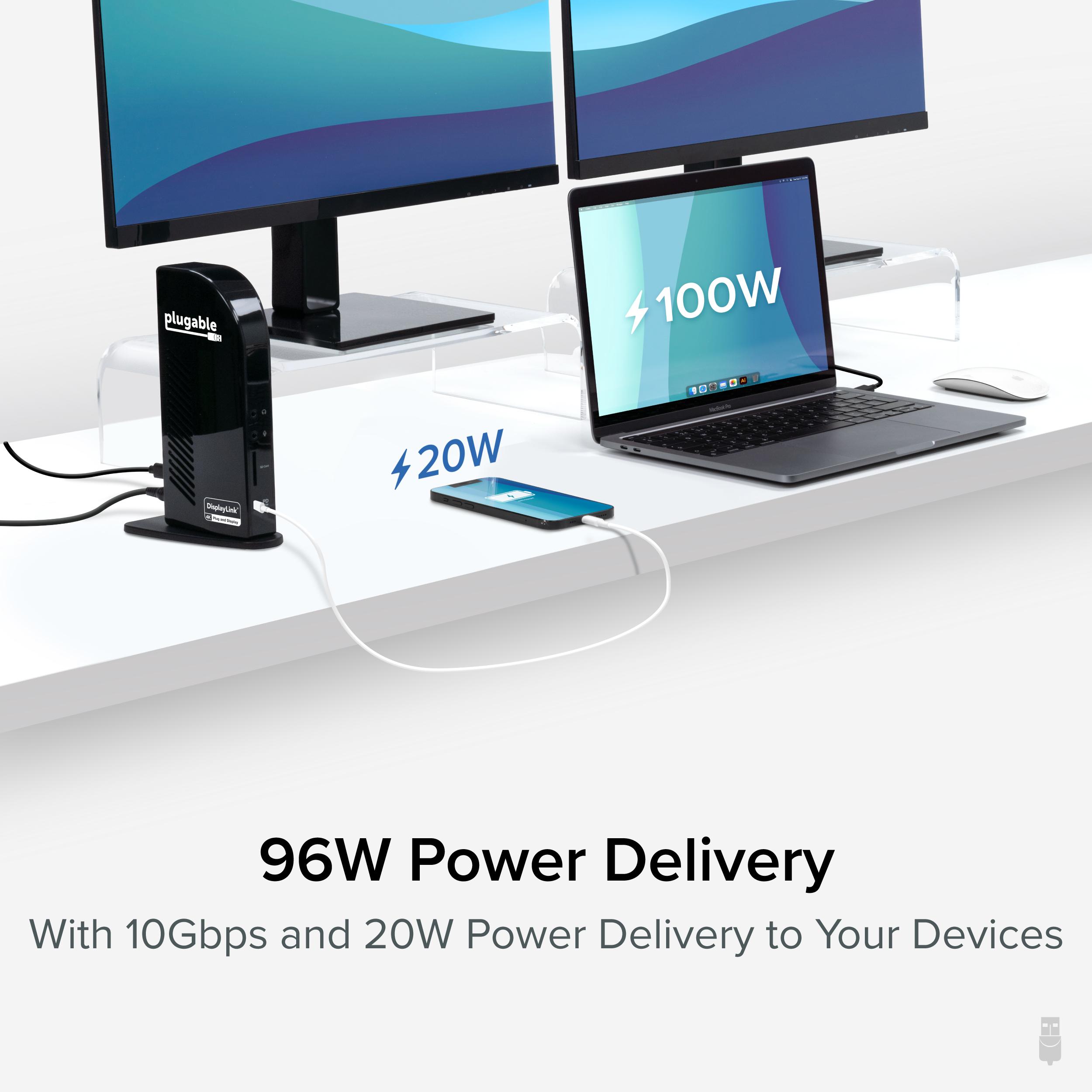 Plugable USB-C 4K Triple Display Docking Station, 100W, 3x HDMI and ...