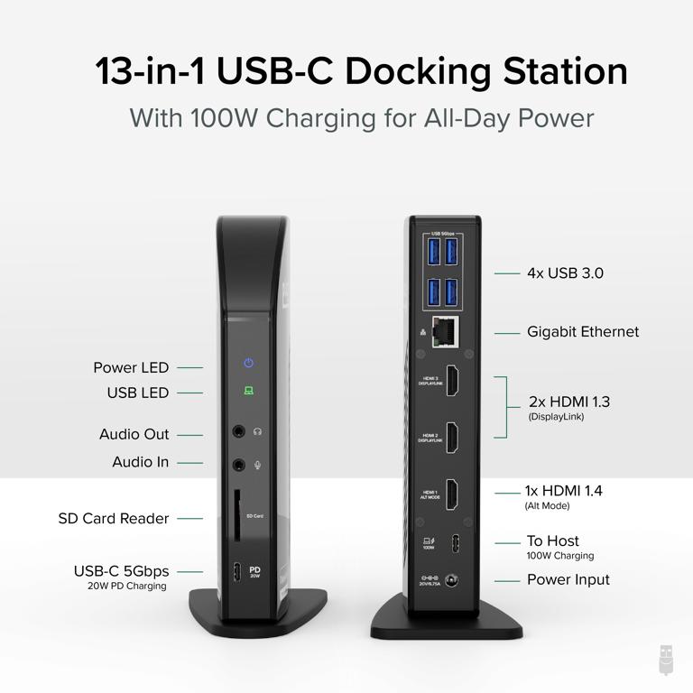 UD-ULTCDL dock connected to three monitors