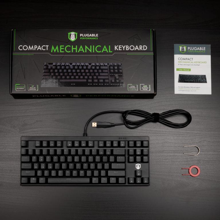 packaging and contents of the 87-key mechanical keyboard