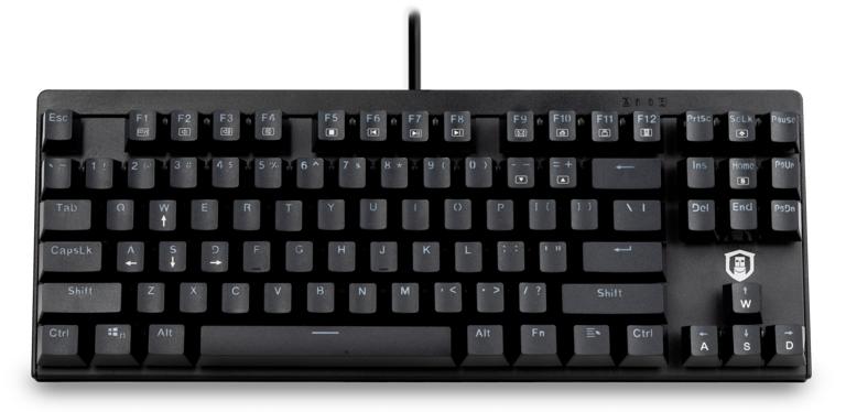 The Plugable 87-key mechanical keyboard with blue-style switches