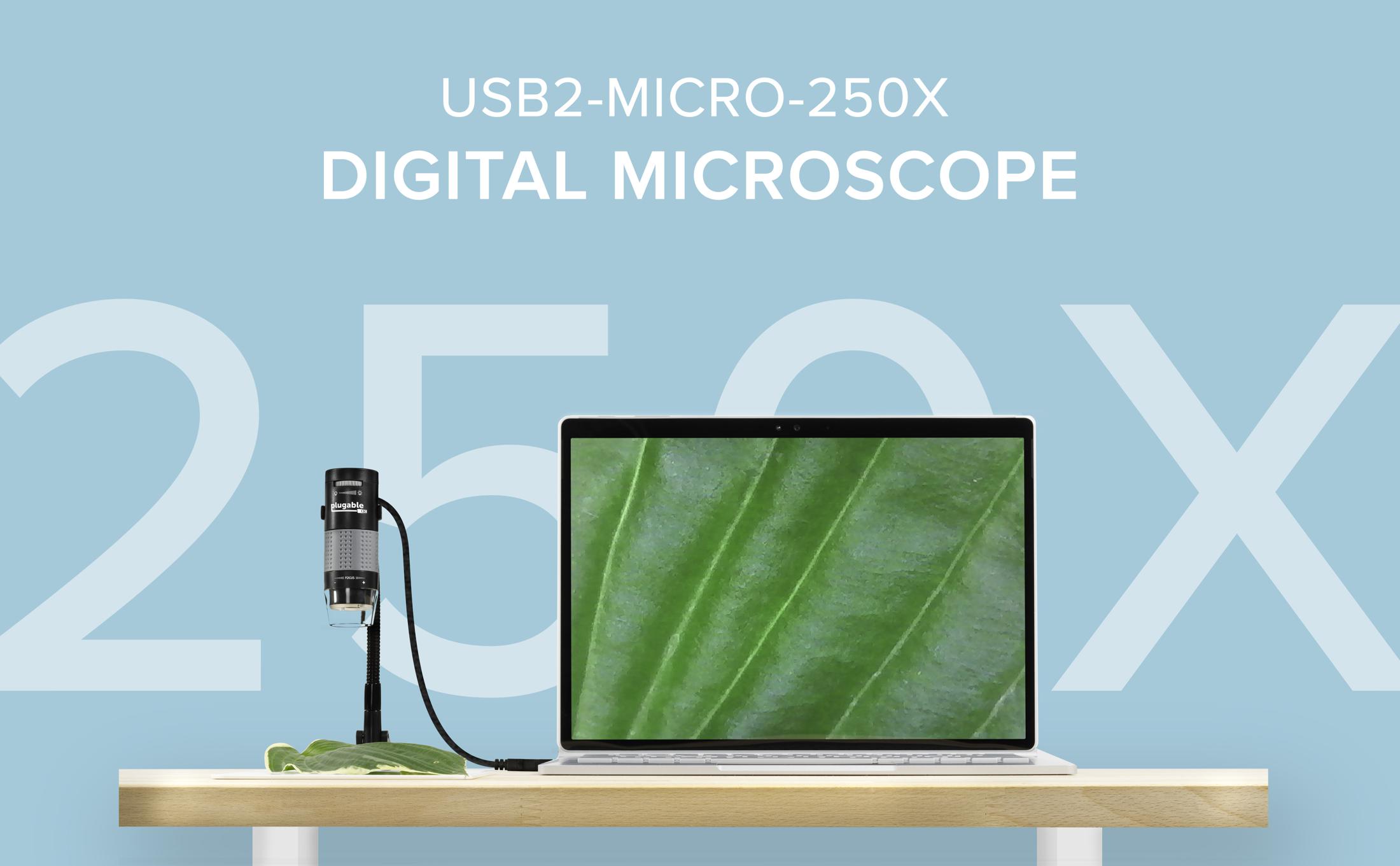 Plugable 250x Digital USB Microscope with Observation Stand Plugable