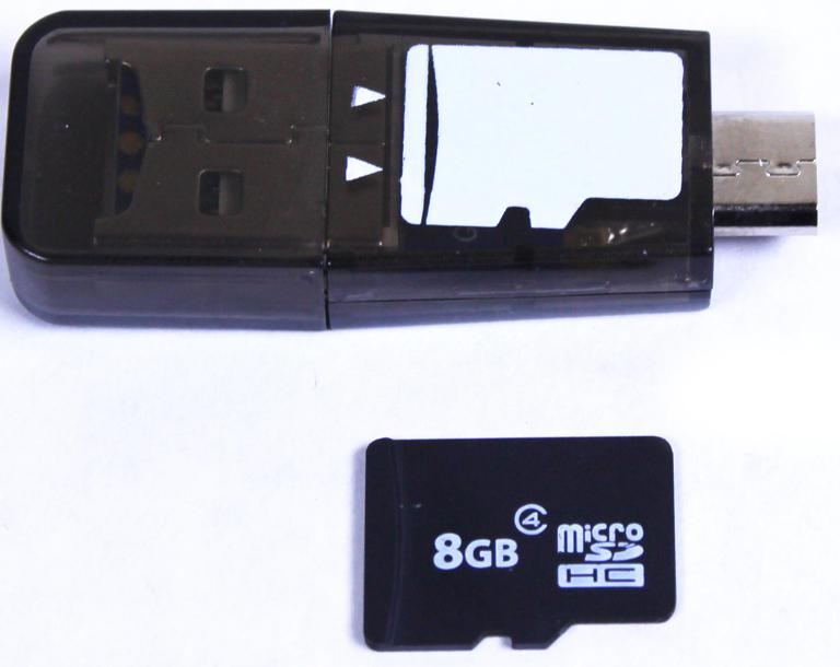 Scale image with a microSD card of the USB 2.0 MicroSD card reader for phone, laptop, and tablet