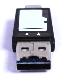 Thumbnail of end-on detail photo of the USB 2.0 microSD card reader for phone laptop and tablet