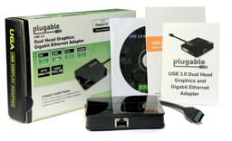 Thumbnail of Packaging contents of the Plugable USB 3.0 Dual Display Adapter for multiple monitors with Gigabit Ethernet