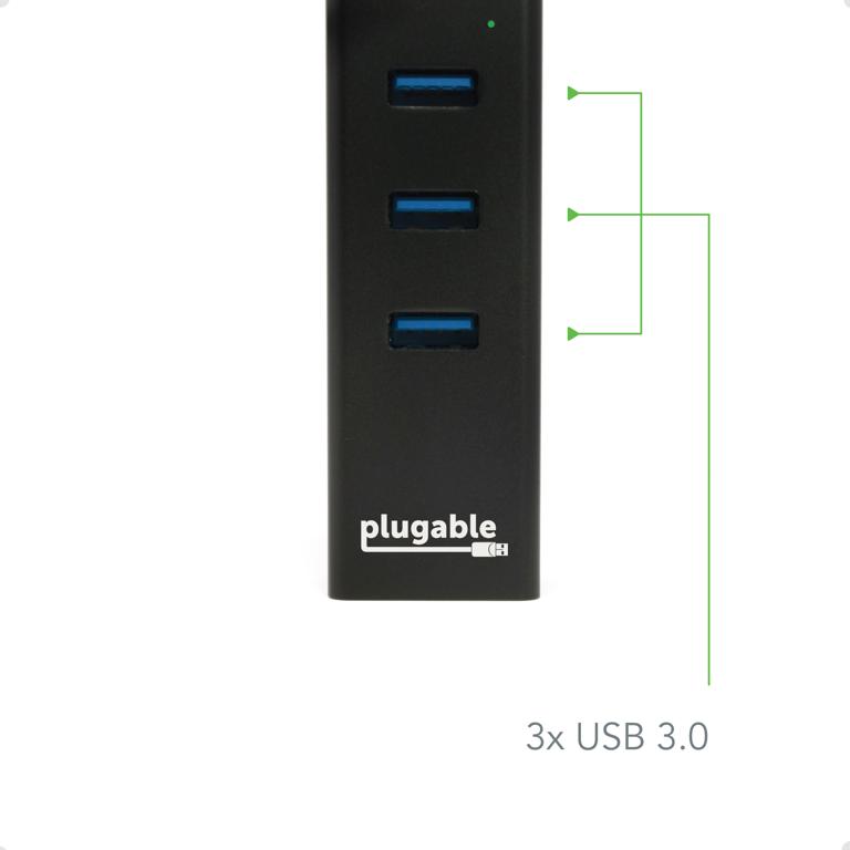 Closeup of the USB 3.0 ports on the USB 3.0 Gigabit Ethernet Adapter