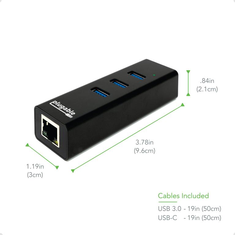 Dimensions of the USB 3.0 Gigabit Ethernet Adapter