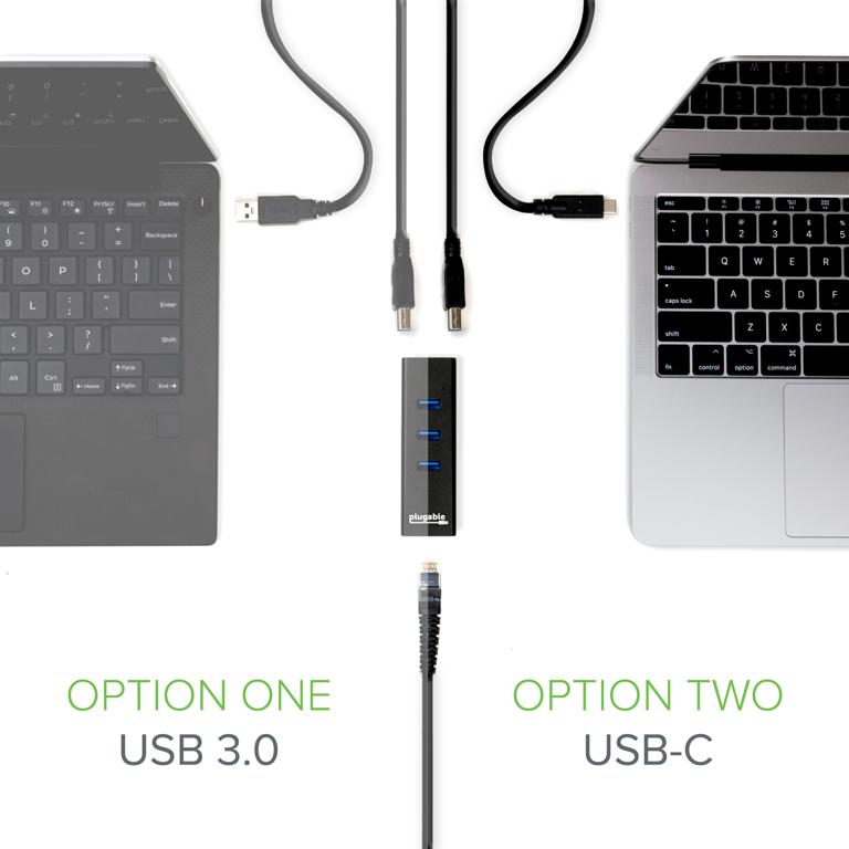 USB 3.0 and USB-C compatibility with the USB 3.0 Gigabit Ethernet Adapter