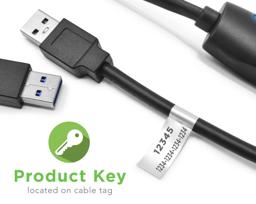Thumbnail of Image indicating that a product key is on the cable's tag