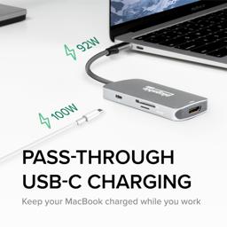 Thumbnail of USB-C hub with USB drives connected to its USB 3.0 ports