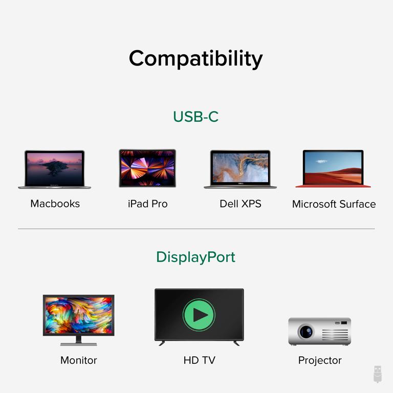 Image of the  USB-C and DisplayPort connectors on either end of the cable