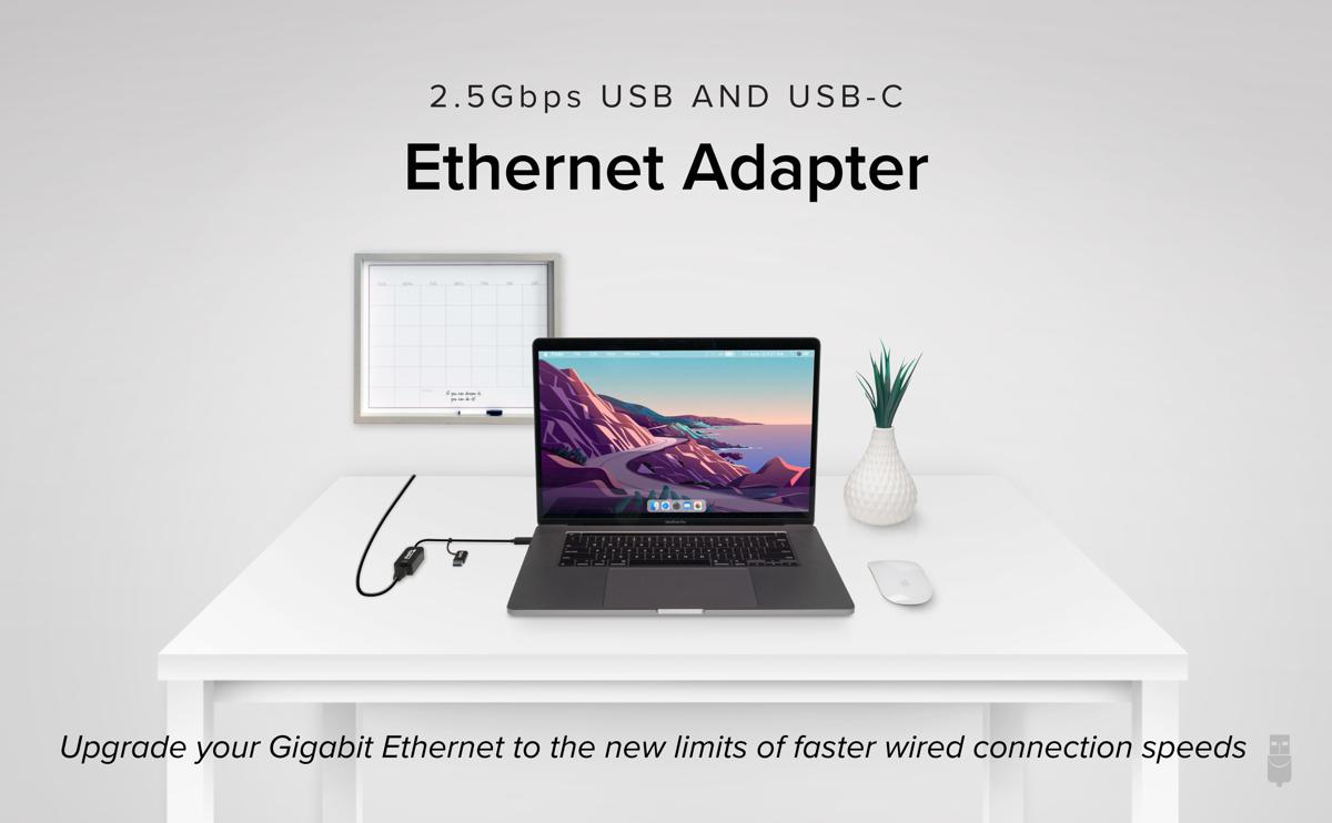 Lifestyle image of the 2.5Gbps Ethernet adapter