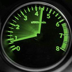 Image of a tachometer indicating high speed