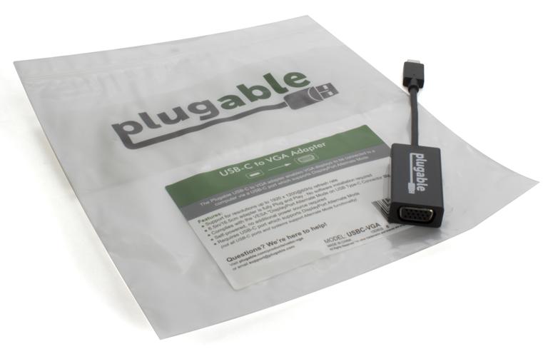 Image of the product packaging of the Plugable USBC-VGA